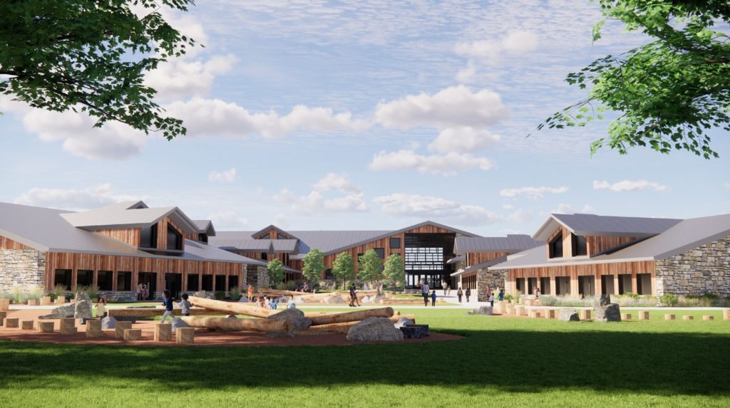 View of the Building from Play Space behind the School